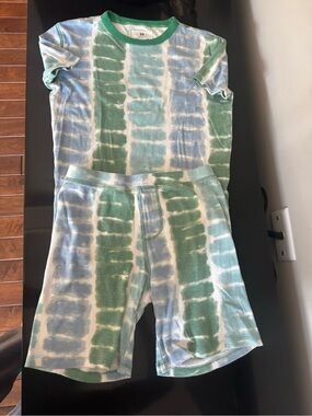 Kids crewcuts Tie-Dye pajamas Set - Green & Light Blue